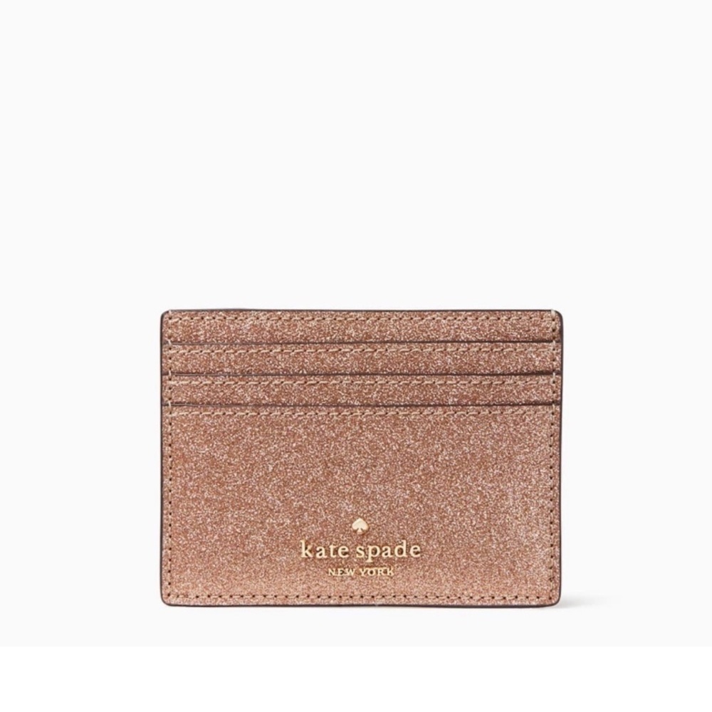 Kate Spade Glitter Small Slim Cardholder in Rose Gold (New)